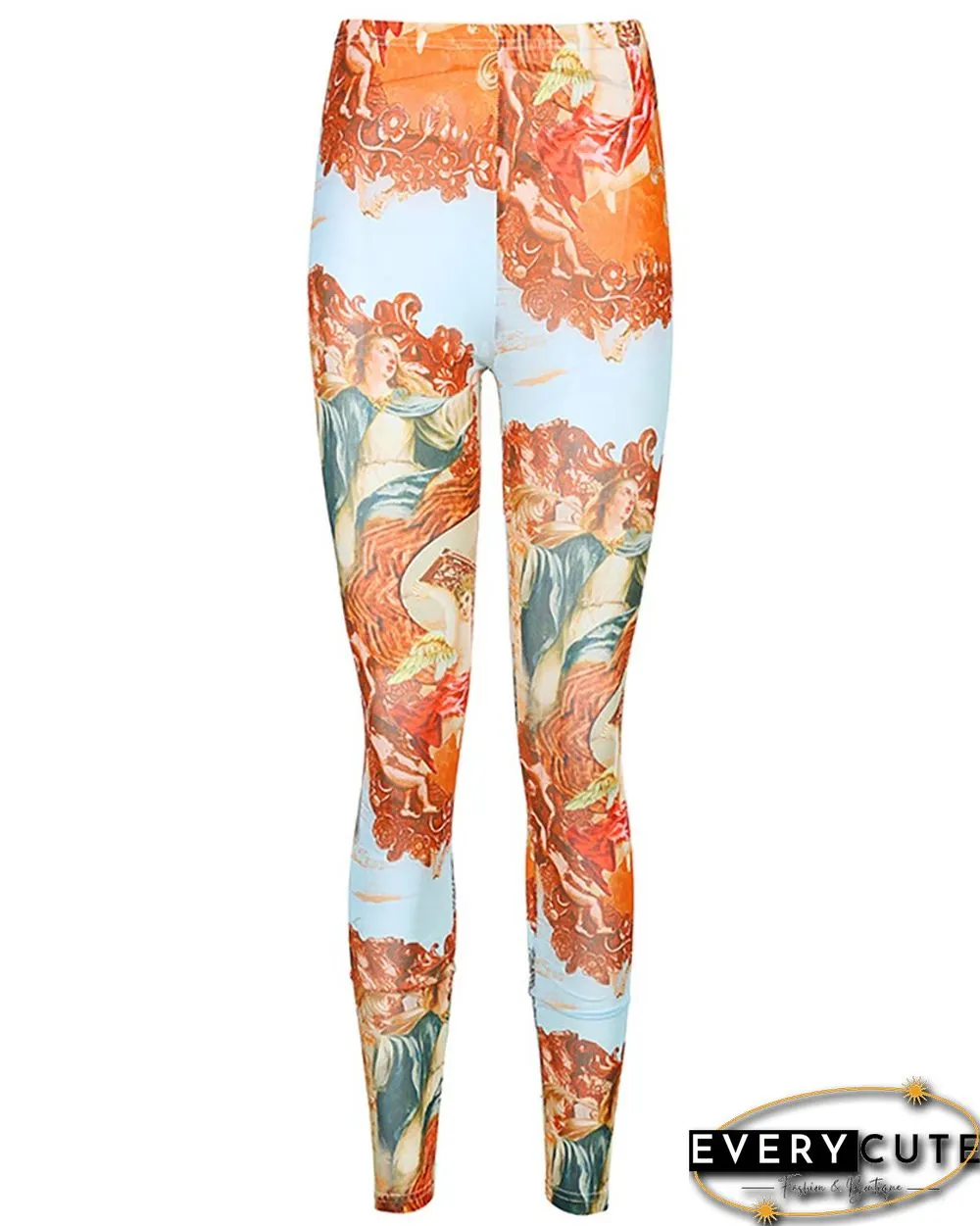 Graphic Print Eyelet Lace-up Bandeau Top & Pants Set