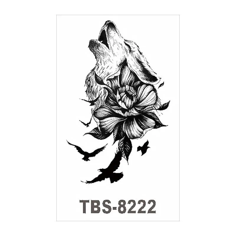 Waterproof Temporary Tattoo Stickers Wolf Fox Tattoo Chest Stickers Leg Arm Tatoo Man Woman Fake Tattoo Art Fashion Body Jewelry
