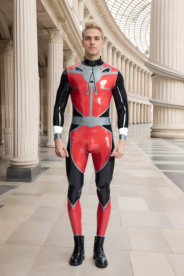 Men Latex Catsuits Space Traveller Superheroes Back Zip