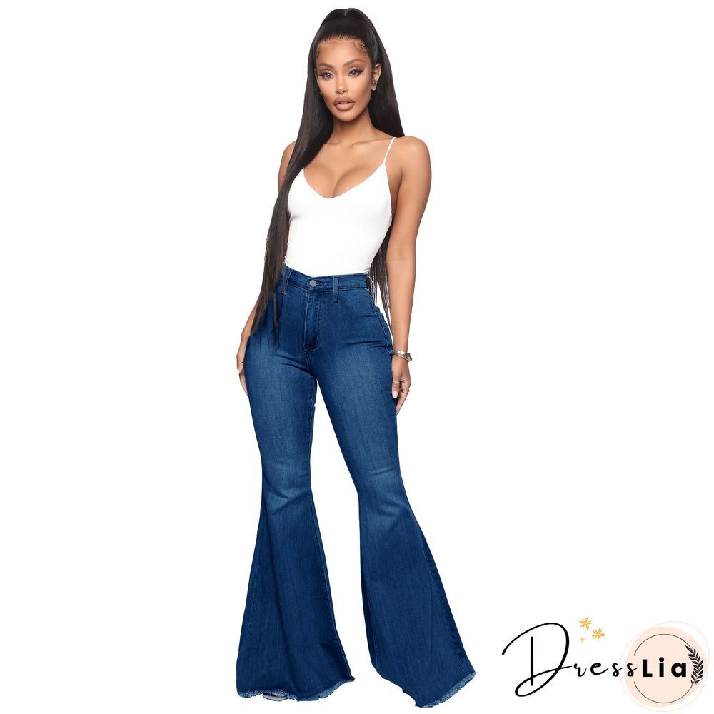High Waist Stretch Plus Size Flare Jeans Pants