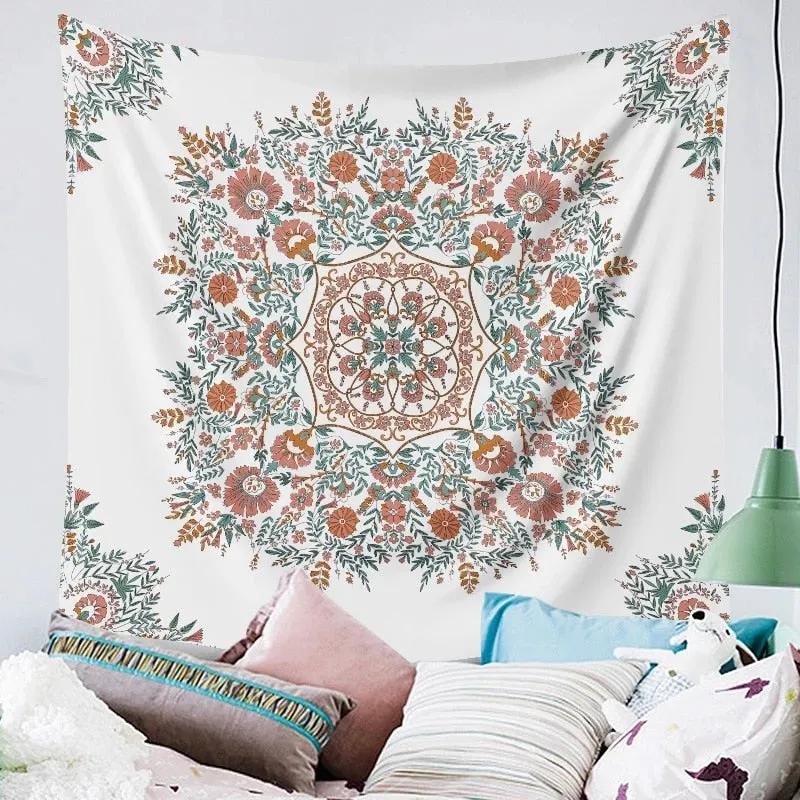 Indian Mandala Floral Tapestry Boho Decor Wall Psychedelic Flower Hippie Home Decor Wall Cloth Tapestries Large Size Tapestry