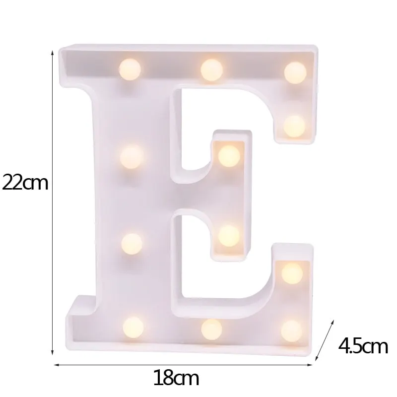 DIY LED Letter Night Light Creative 26 English Alphabet Number Battery Lamp Romantic Wedding Party Decoration