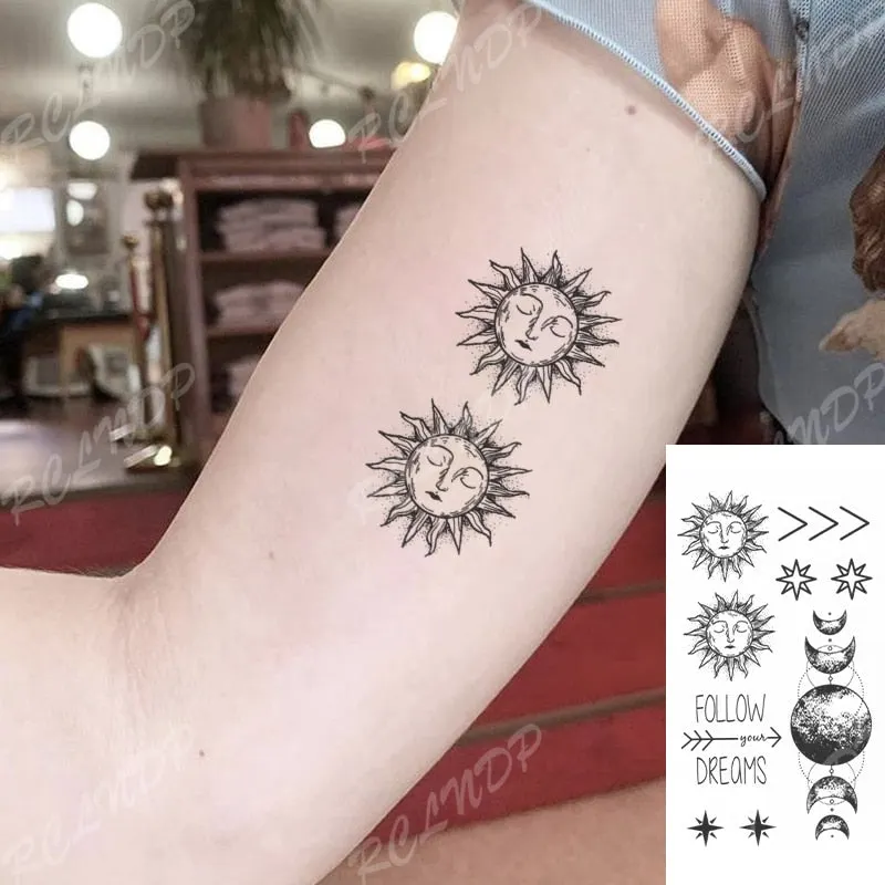 Waterproof Temporary Tattoo Sticker Neck Black Word Angel Devil Bull Cross English Letters Flash Tatoo Fake Tatto for Woman Men