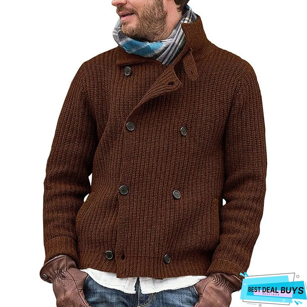 Men's Solid Color Button Knit Coat