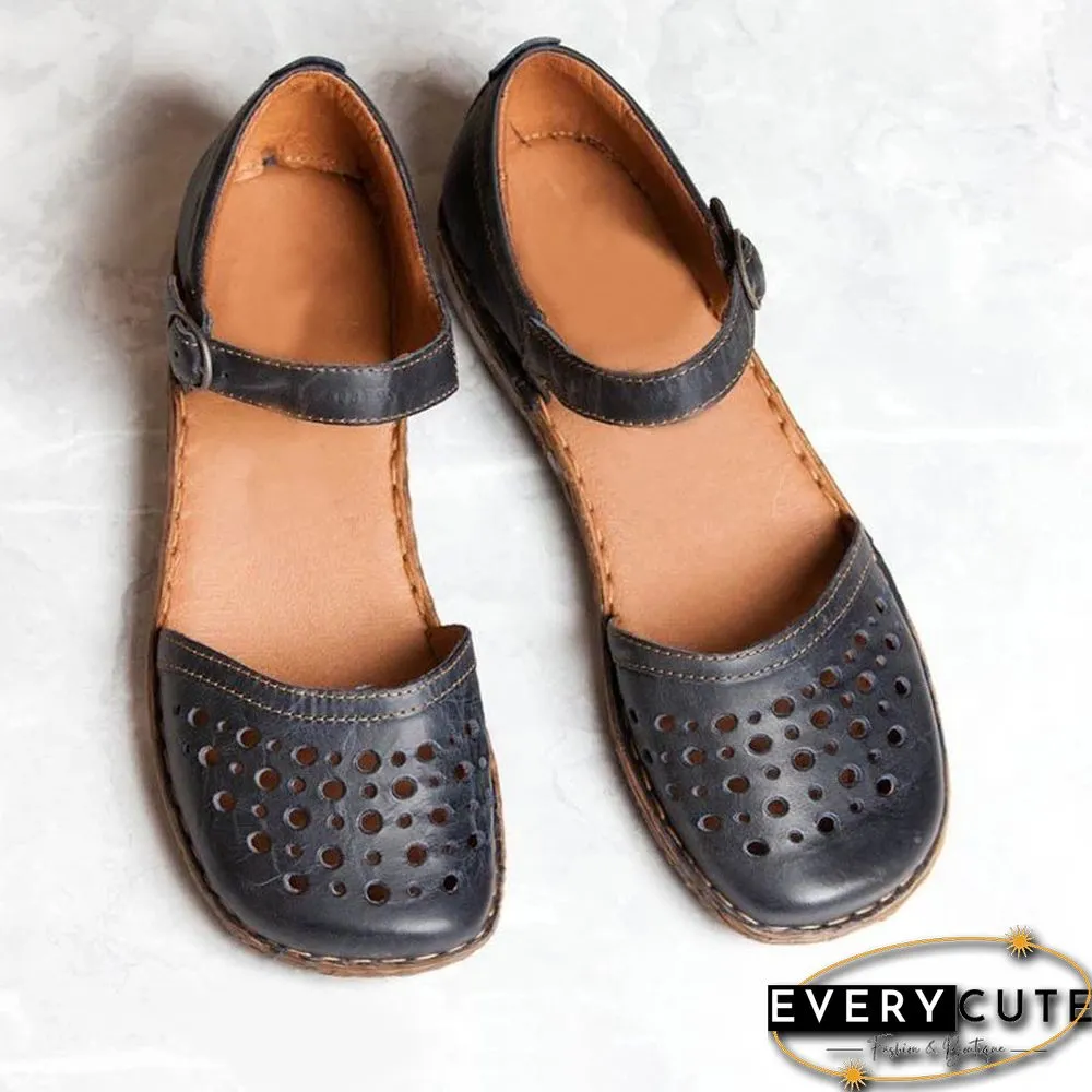 Women Summer Ladies Round Toe Hollow-Out Sandals