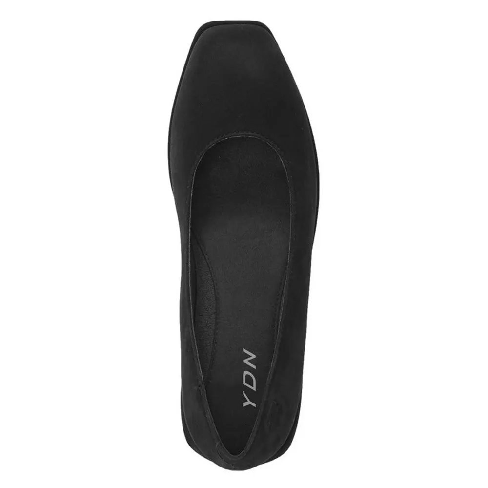 Black Vegan Suede Soft Casual Slip-On Square Toe Flat Shoes for Women