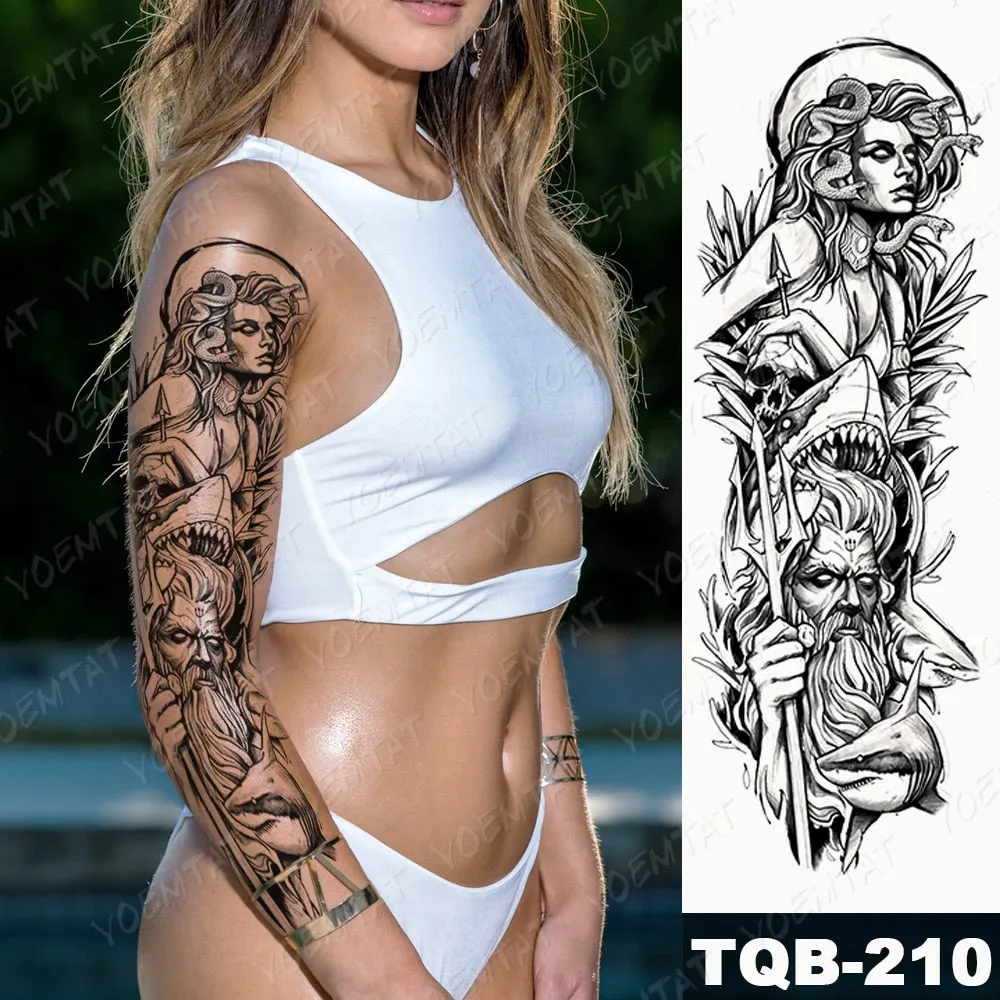 Large Arm Sleeve Tattoo Owl Angel Rose Waterproof Temporary Fake Tatoo Sticker Skull Fox Wings Men Women Full Totem Tatto Artes