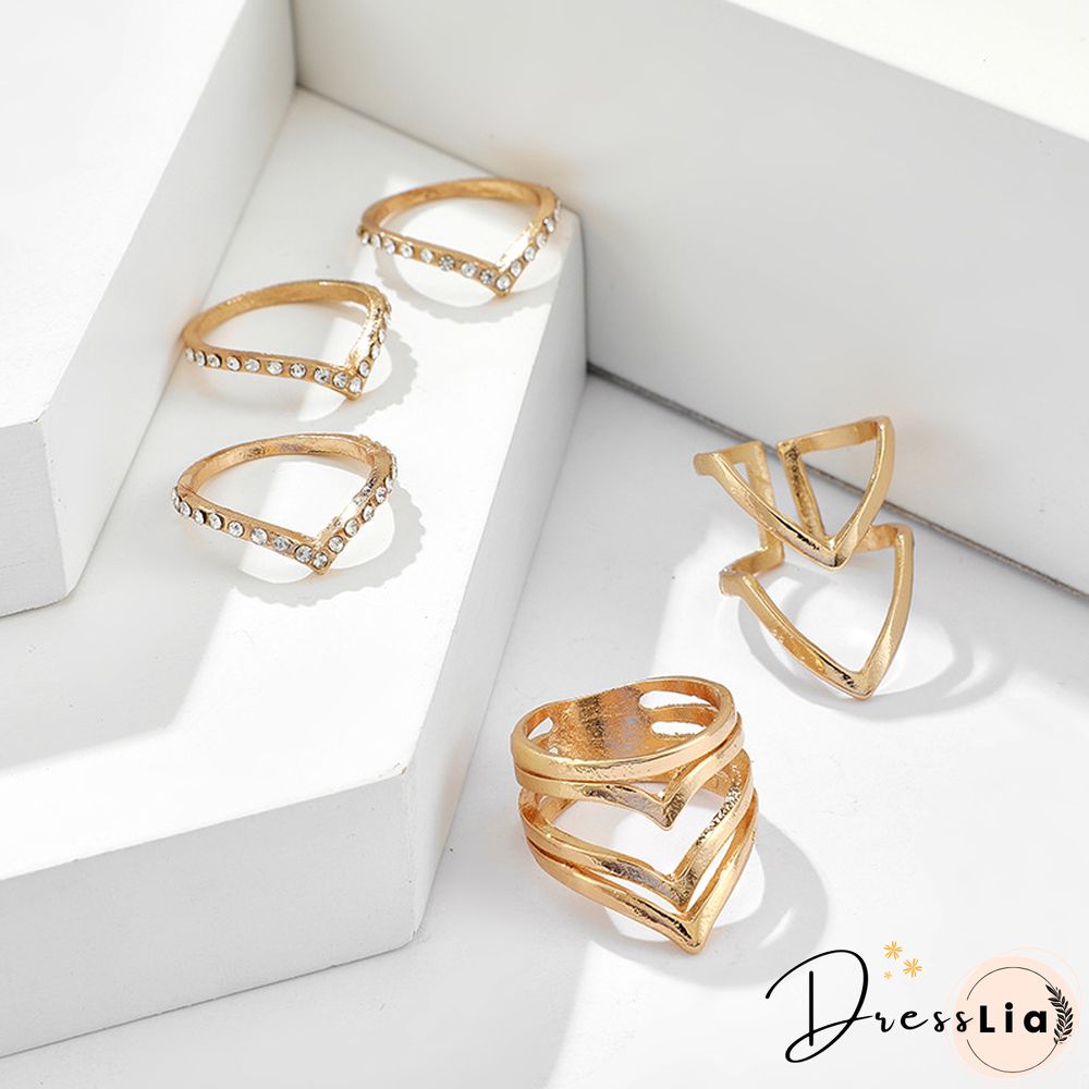Simple Style Fashion Creative Retro Geometric Ring Set