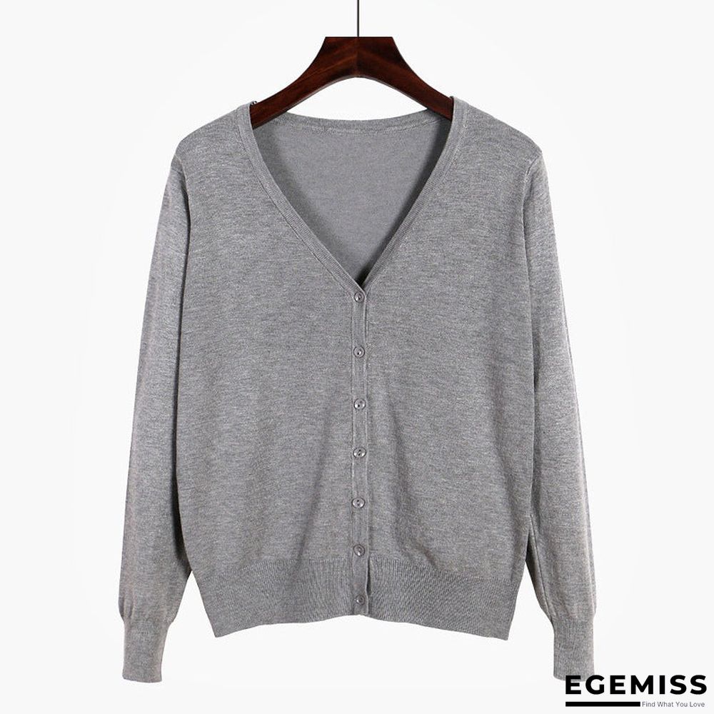 Cardigan Long Sleeve V Neck Air Conditioned Shirt Slim and Simple | EGEMISS
