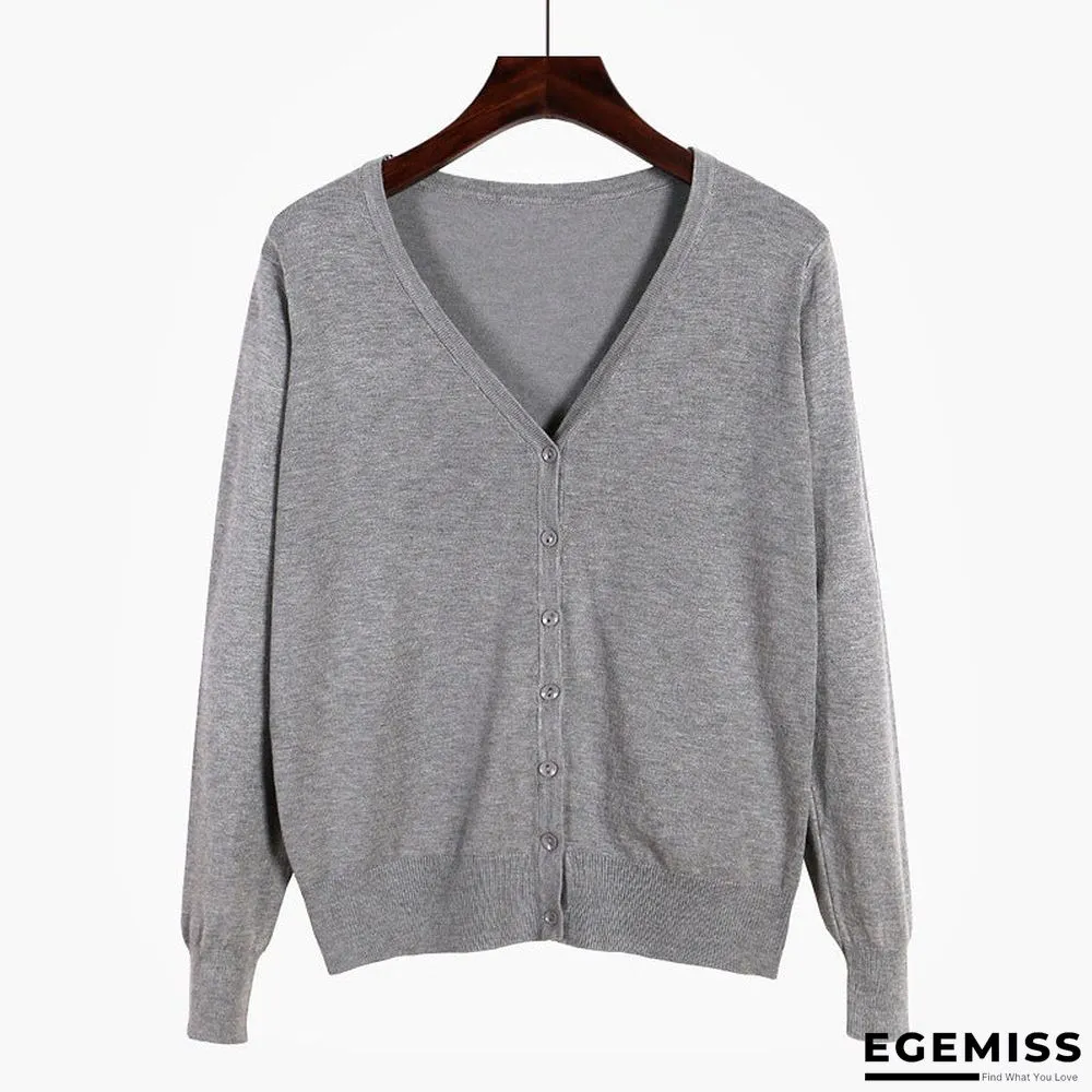 Cardigan Long Sleeve V Neck Air Conditioned Shirt Slim and Simple | EGEMISS