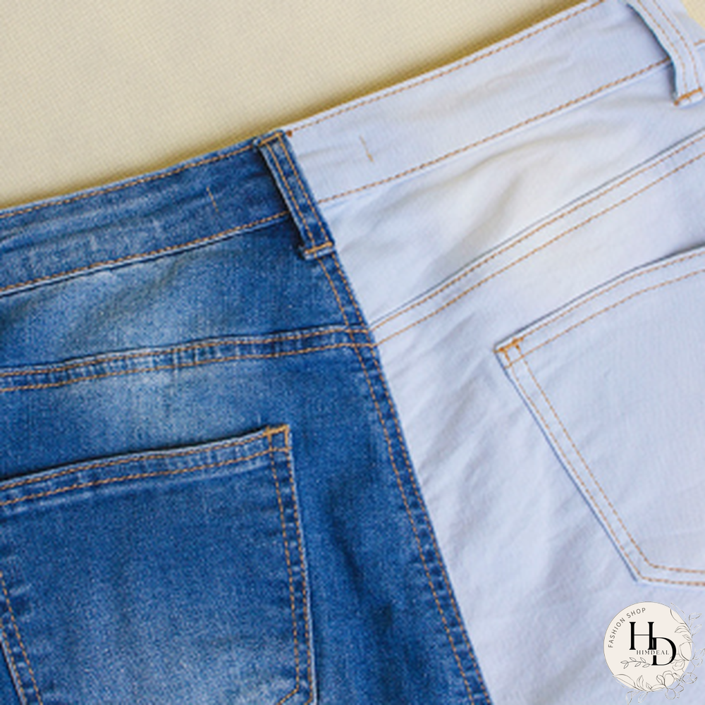Fashion-Spring And Summer Hot Selling Small Leg Pants Broken Holes Stretch Slim Body Patchwork Color Pencil Pants Woman