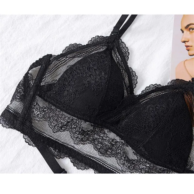 DERUILADY Sexy U Backless Bras For Women Underwear Thin Lace Wireless Bralette Top Comfort Seamless Bra Sexy Lingerie Big Size