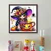 Pumpkin Witch-Partial 11CT Stamped Cross Stitch Bead Embroidery 36*36cm/14.17*14.17in