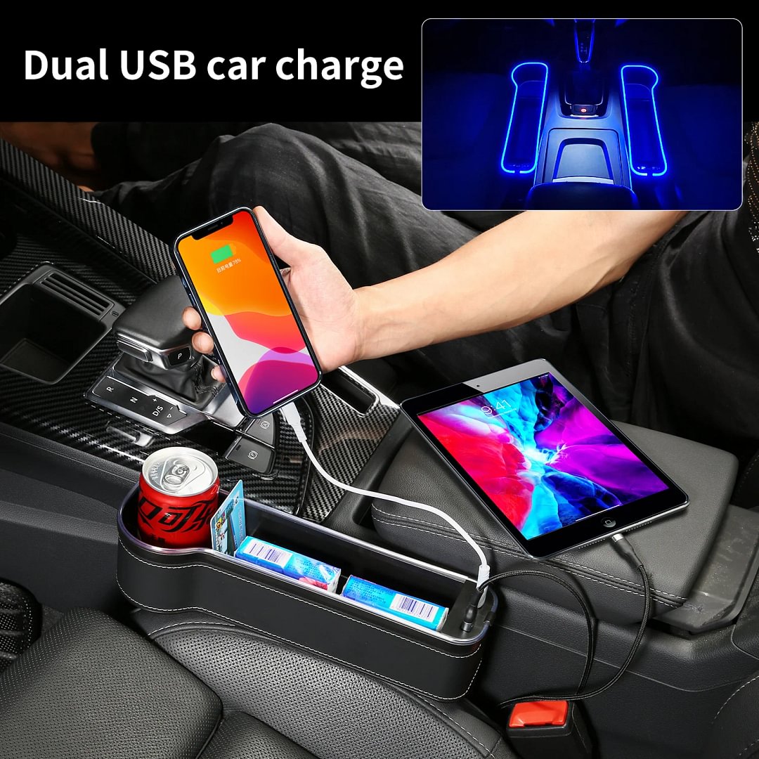 Car seat gap colorful atmosphere light storage box
