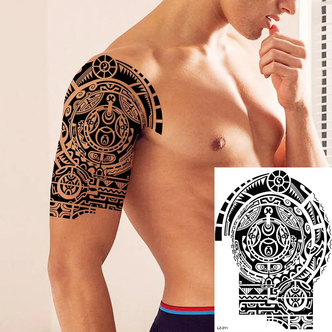 Sdrawing Large Anchor Back Octopus Pirate Skeleton Halloween Temporary Tattoos For Men Adult Compass Wings Fake Tattoo Stickers