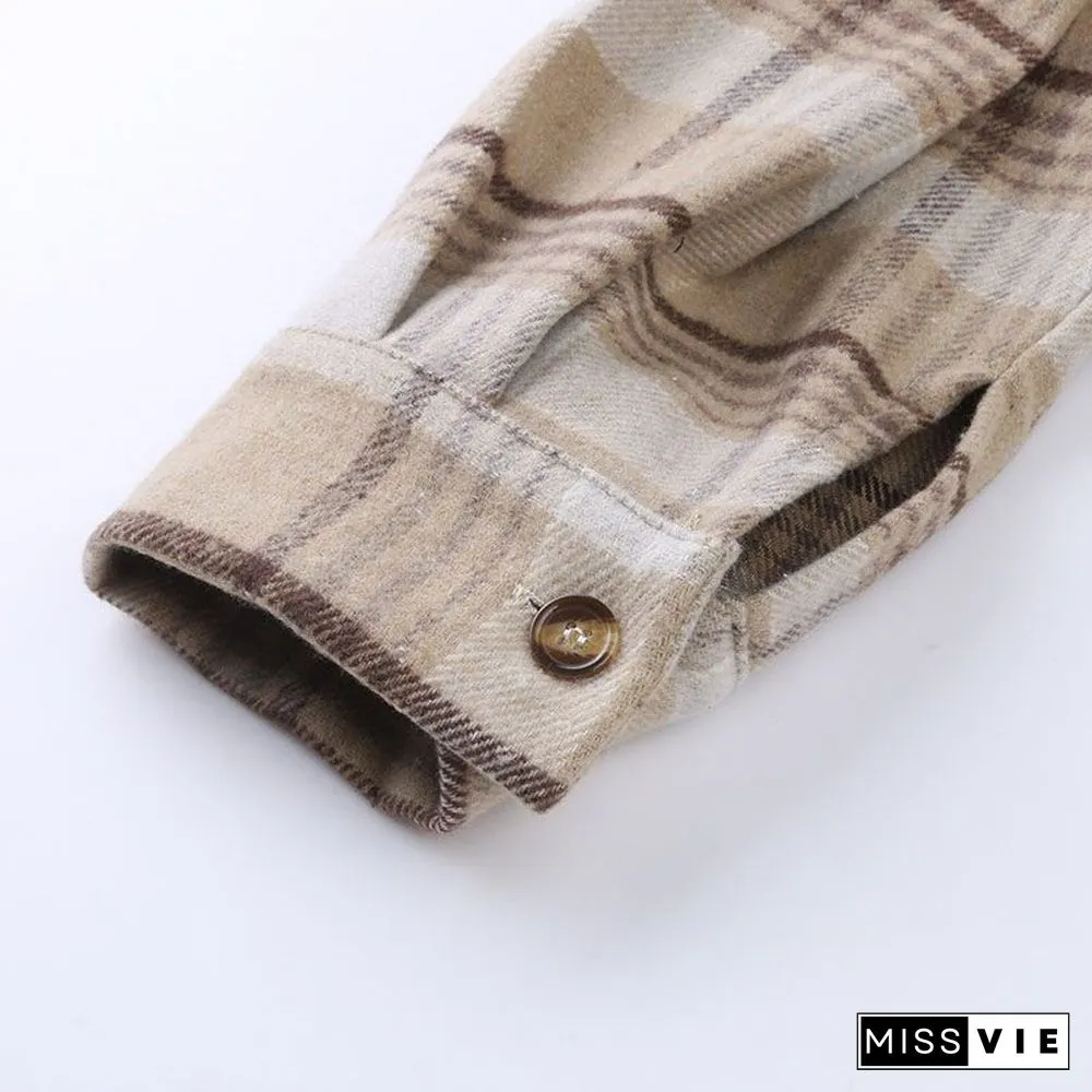 Oversizd Fit Button Up Hoodies Casual Multi Colored Hooded Flannel Shirt