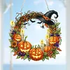 Diamond Painting 2D Flat Acrylic Halloween Wreath Hanging Diamond Art Kits Wall Door Decor