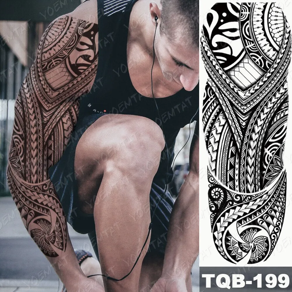 Large Arm Sleeve Tattoo Japan Samurai Waterproof Temporary Tatto Sticker Geisha Waist Leg Body Art Full Fake Tatoo Women Men