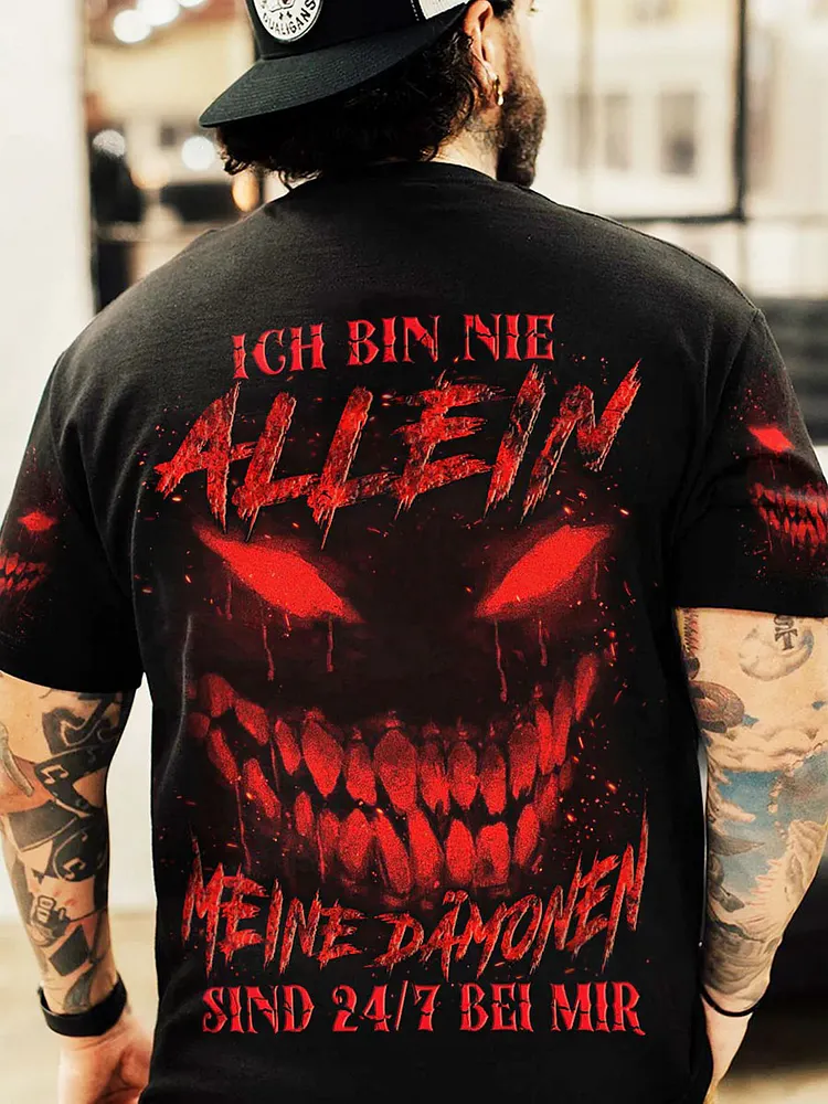 Herren ICH BIN NIE ALLEIN VOLL ST&Auml;N DIGER DRUCK Bedrucktes T-Shirt