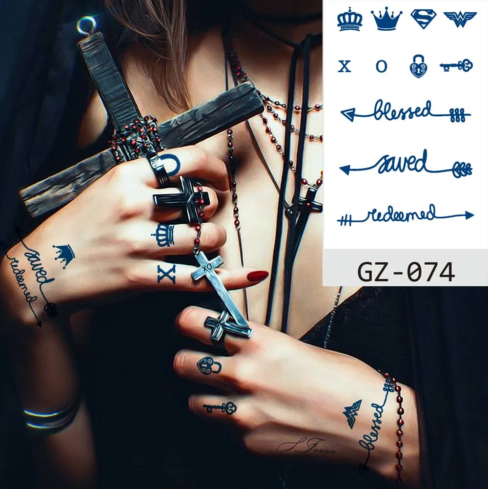 Temporary Waterproof Tattoo Stickers Butterfly Deer Rabbit Flower Juice Ink Lasting Boy Girl Chest Neck Hand Fake Bracelet Tatoo