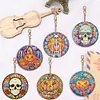6PCS Diamond Painting Double Sided  Skull Glass Pumpkin Halloween Keychains Kit