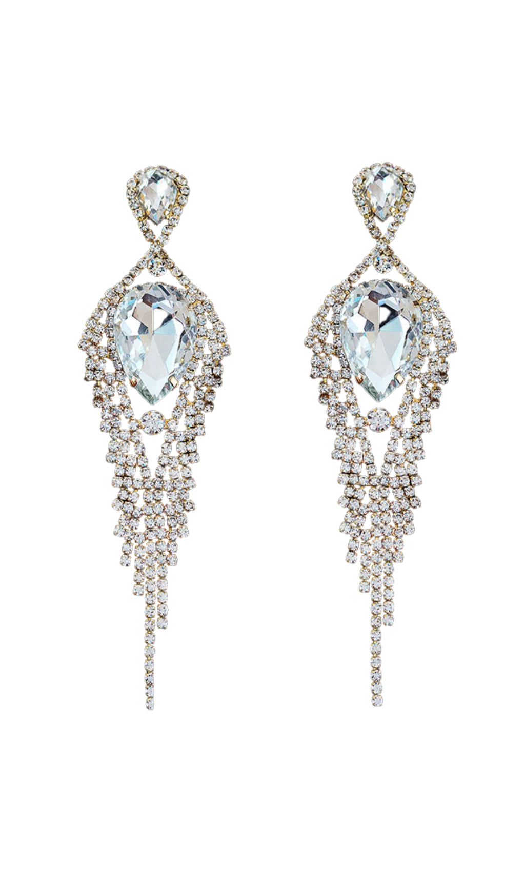 Silver Diamante Tassel Teardrop Drop Earrings Flowering Girl