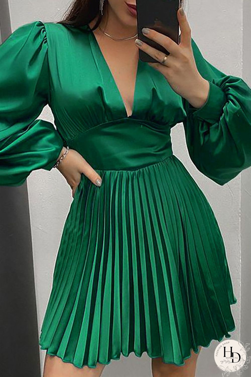 Burgundy Casual Solid Patchwork Fold V Neck Pleated Dresses