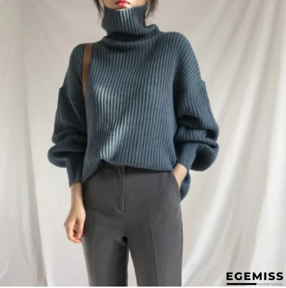 Chic Style Solid Color Turtleneck Lazy Leisure Long Sleeve Sweater | EGEMISS