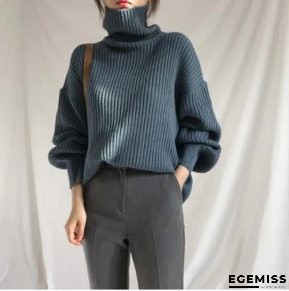Chic Style Solid Color Turtleneck Lazy Leisure Long Sleeve Sweater | EGEMISS