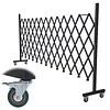 [US Local Warehouse] Retractable Outdoor Fence Expandable Barricade with Casters Free Standing Safety Barrier 0-180 Degree Rotating Folding Safety Gate Railing for Garage Home  (Dark Brown 61 in-11 Feet H-L)