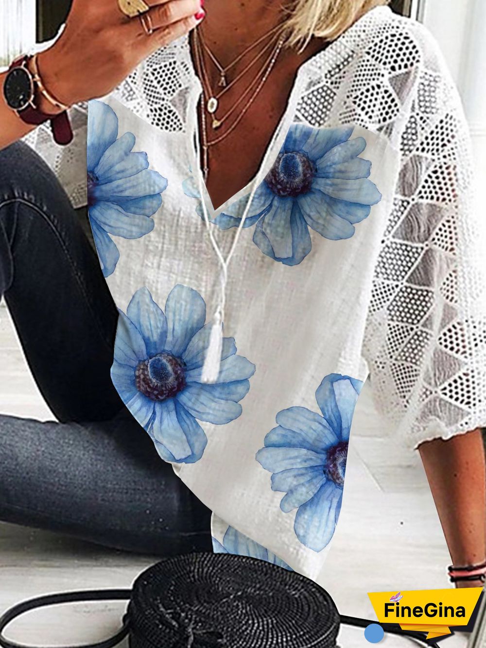 Floral Casual Short Sleeve Tops