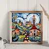 Colorful Houses - 14CT Stamped Cross Stitch - 40*40cm