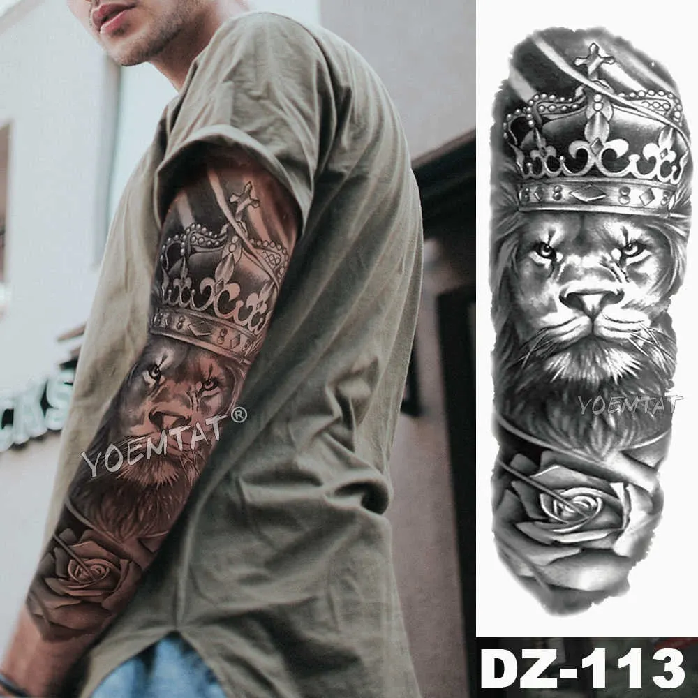 Large Arm Sleeve Tattoo Owl Angel Rose Waterproof Temporary Fake Tatoo Sticker Skull Fox Wings Men Women Full Totem Tatto Artes