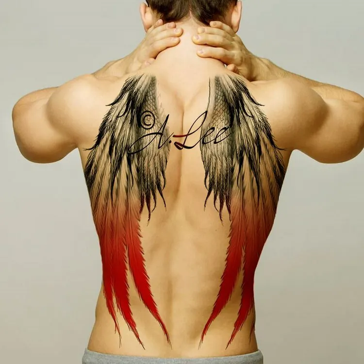 temporary men tattoos water transfer tattoo full back large tatoo fake dragon wings tattoo and body art sticker sexy decals big