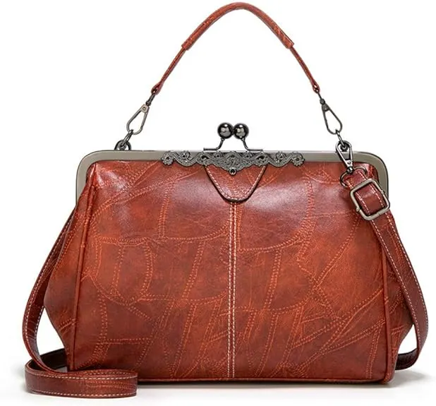 💼2026 New Kattee Elegant Waterproof Women&rsquo;s Leather Kiss-Lock Tote Handbag 