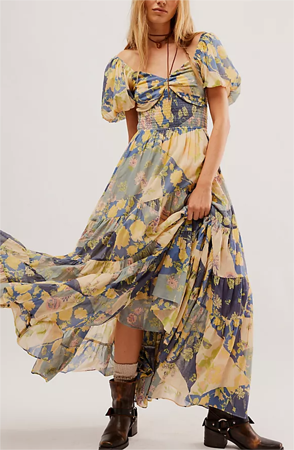 Sundrenched Short-Sleeve Maxi Dress