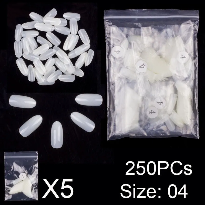250 PCS Same Size Fake Nails Oval Shape False Nail Tips For Drawing Nail Design Acrylic Full Nails Art Size 0 1 2 3 4 Available-Nail Inspo