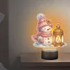 (US Local)Acrylic Double Sided Xmas Snowman 5D Diamond Painting Night Light for Tabletop