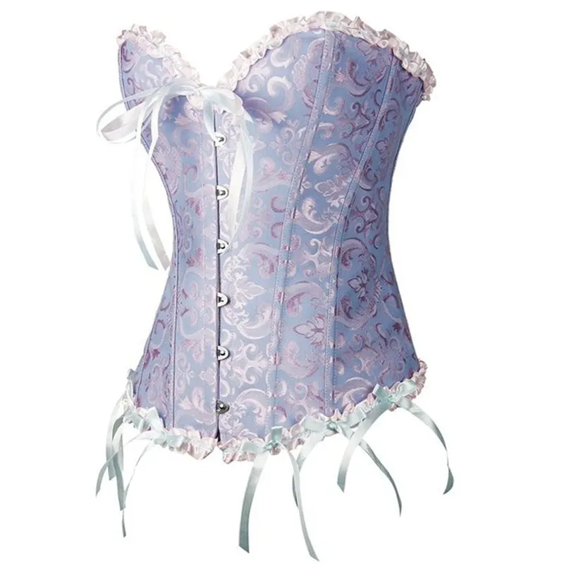 Billionm Sapubonva Corset Sexy Women's Plus Size Corsets and Bustiers Overbust Floral Gothic Brocade Corselet Clothing Top White Black