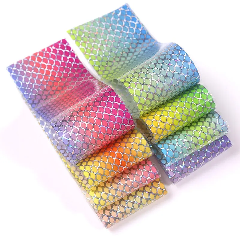 10Pcs/Bag Nail Art Transfer Foil Sticker Abstract Image Blue French Tip Wraps Adhesive Decals Nails Decoration Accessories-Nail Inspo