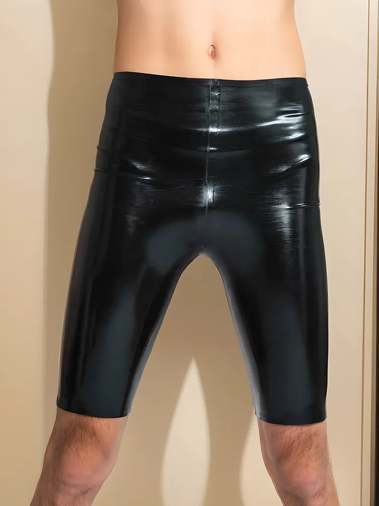 Men Latex Shorts Athletic Fetishwear