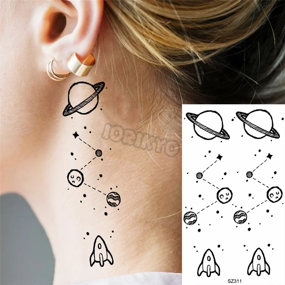Colorful Dinosaur Temporary Tattoos For Kids Girls Rose Flower Lavender Hummingbird Fake Tattoo Sticker Forearm Neck Tatoos Show