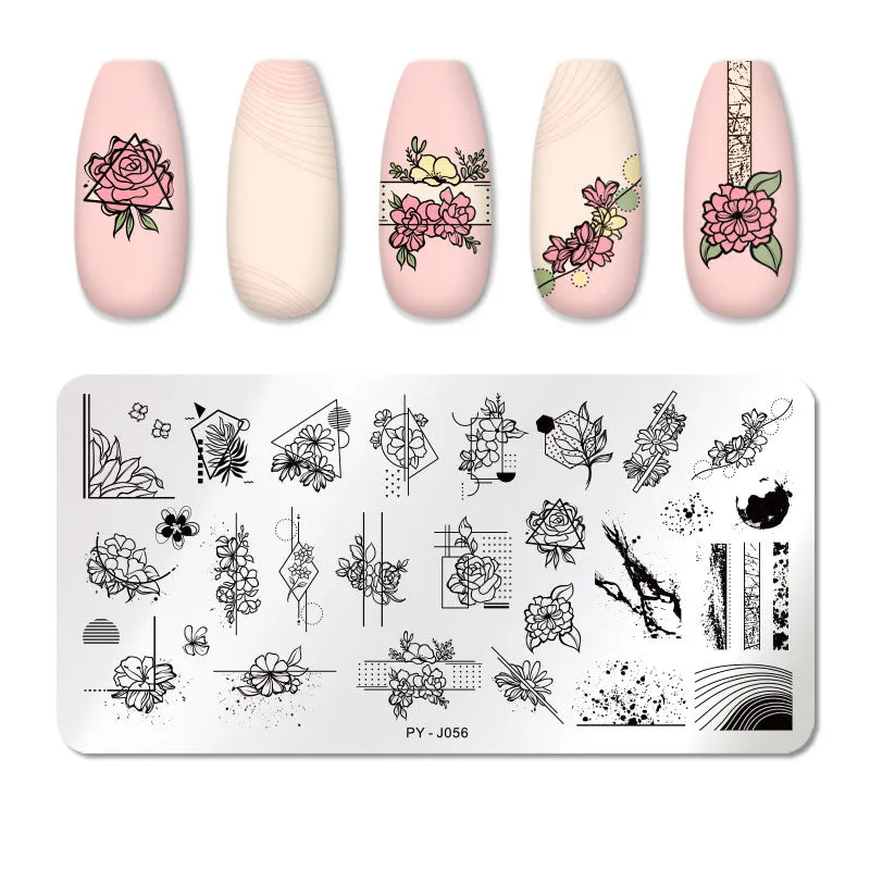 PICT YOU Nail Stamping Plates Marble Texture Animal Flower Snake Christmas Theme Image 12*6cm Template Mold Nail Art Stencil-Nail Inspo