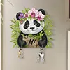 (US Local)Panda Theme Wood DIY Diamond Painting Hooks Home Decor Craft Kit for Wall Decor