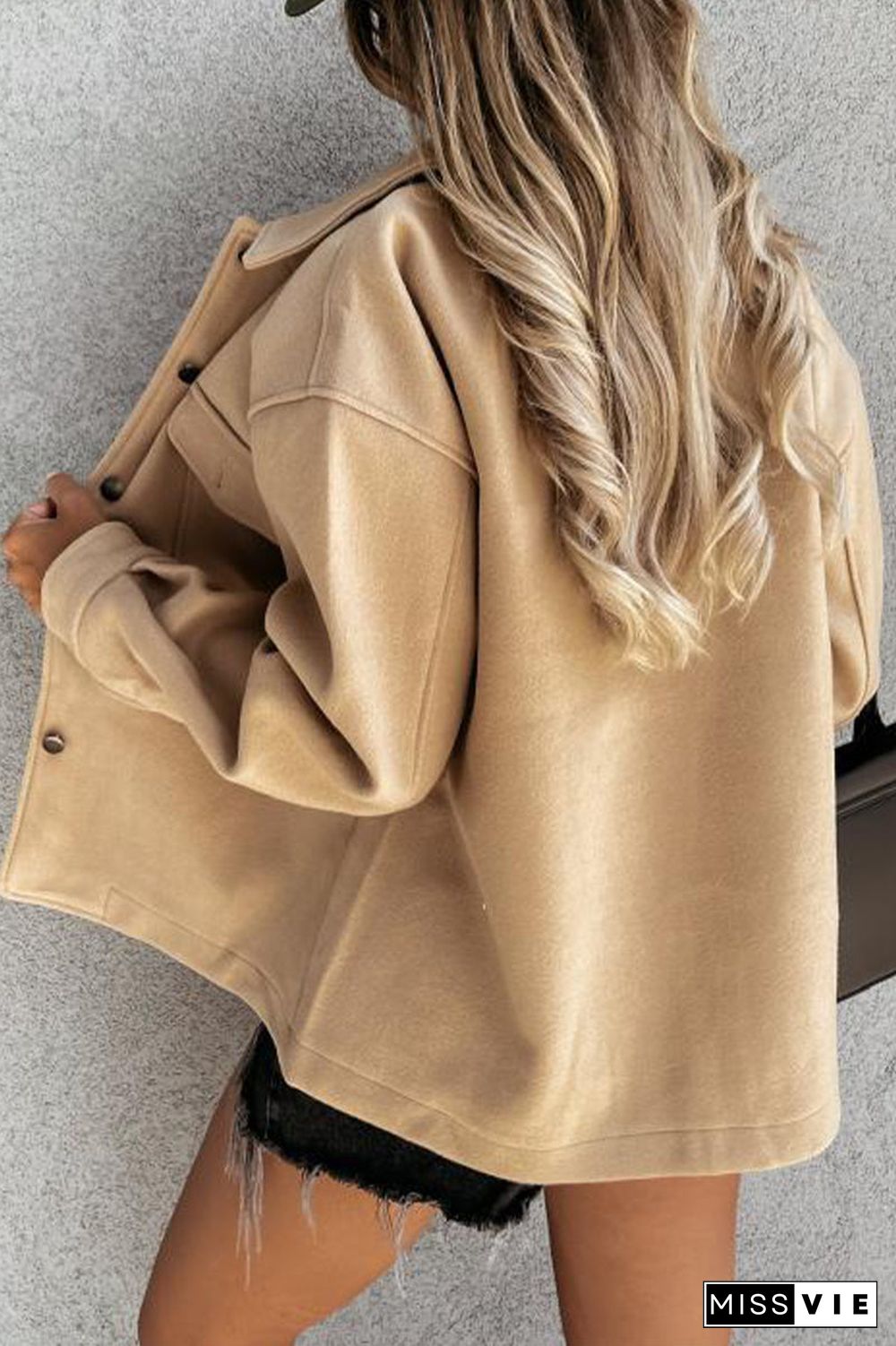 Casual Solid Solid Color Turndown Collar Outerwear