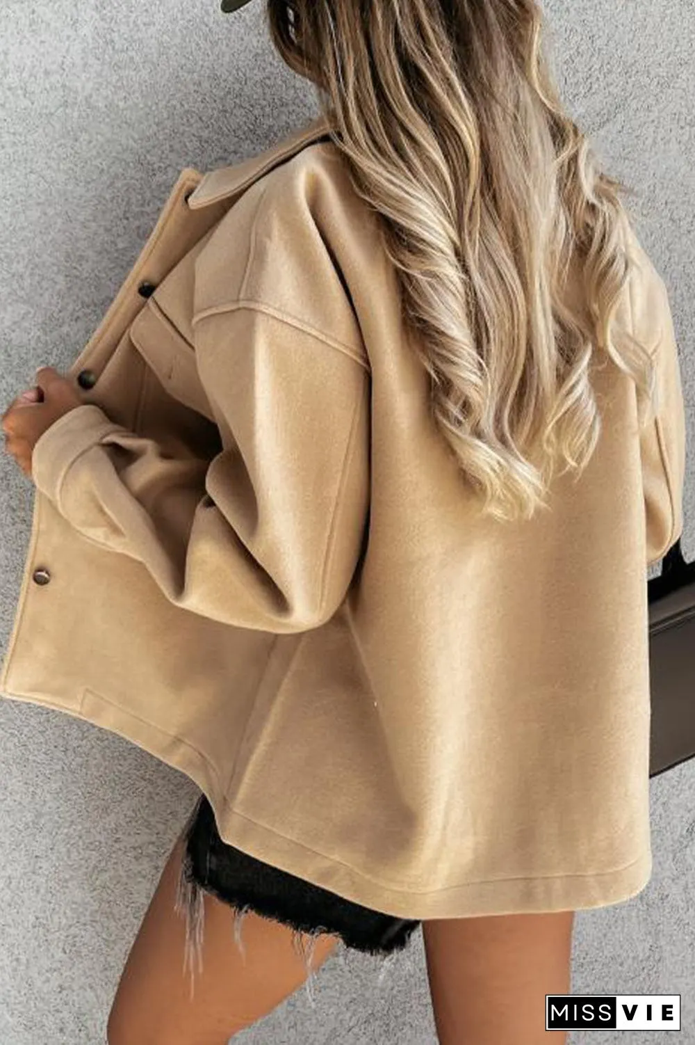 Casual Solid Solid Color Turndown Collar Outerwear