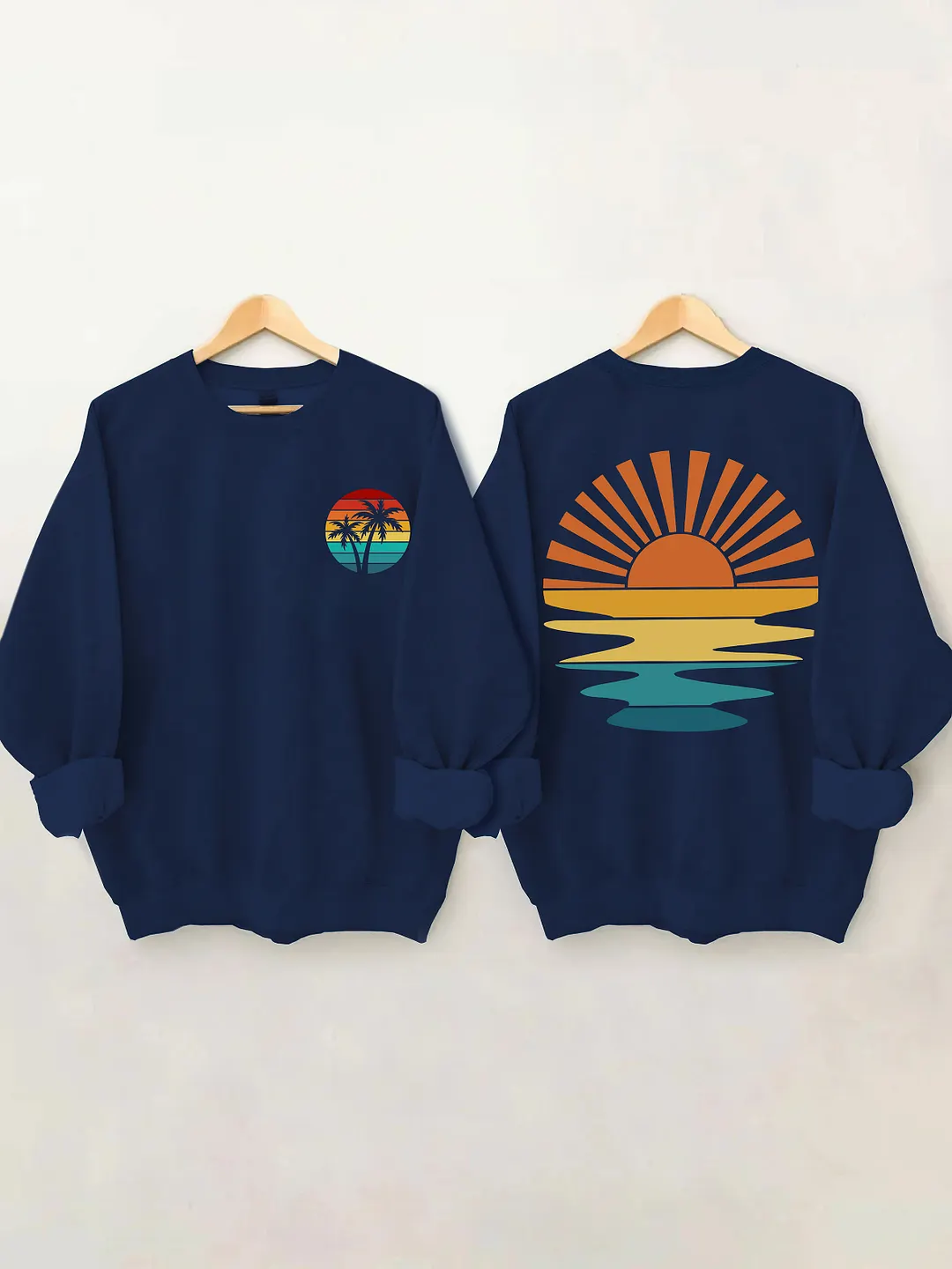 Retro Sunset Rays Wavy Sweatshirt
