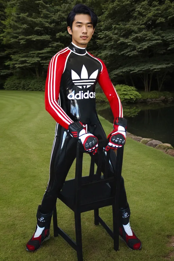Men Latex Catsuits Sports Adi Codpiece Sportswear