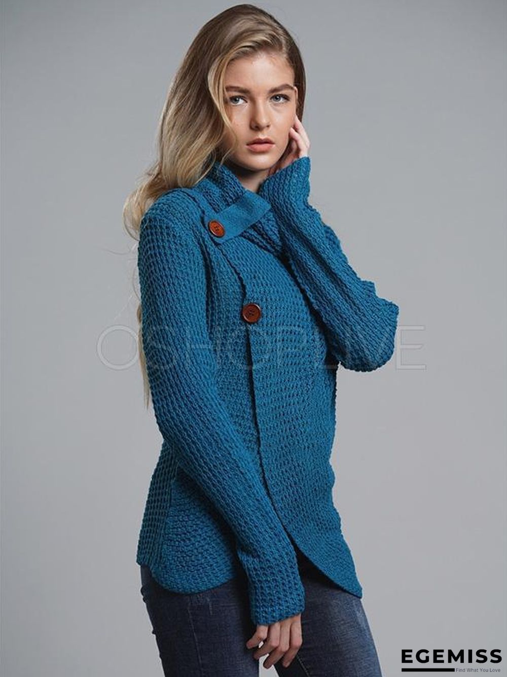Loose Solid High-neck Knitting Sweater | EGEMISS