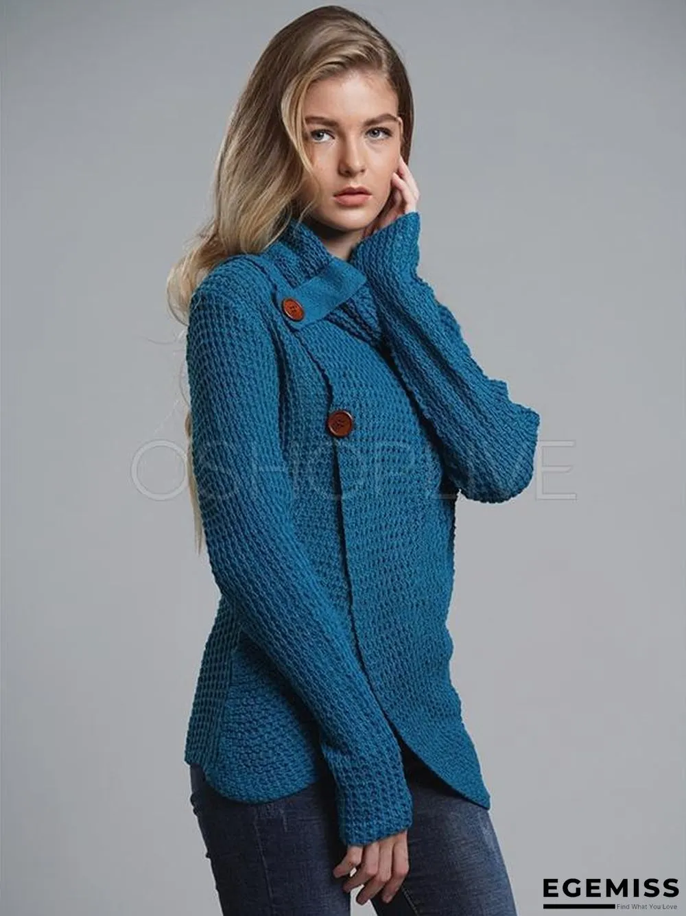 Loose Solid High-neck Knitting Sweater | EGEMISS